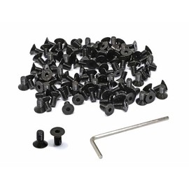 iexcell 100 Pcs M4 x 8mm Thread Pitch 0.7 mm Alloy Steel 12.9 Grade Hex Socket Flat Head Cap Screws Bolts Kit, Black Oxide Finish