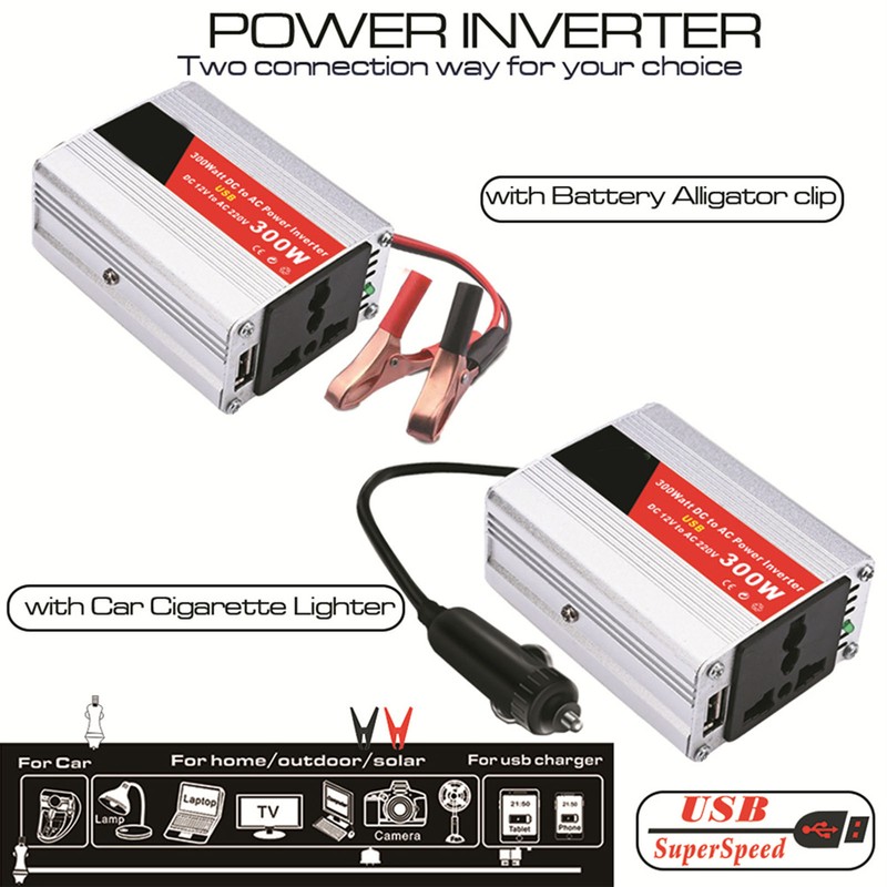 Portable Inverter Car Power Inverters DC12Volt To AC220Volt Transformer 300W