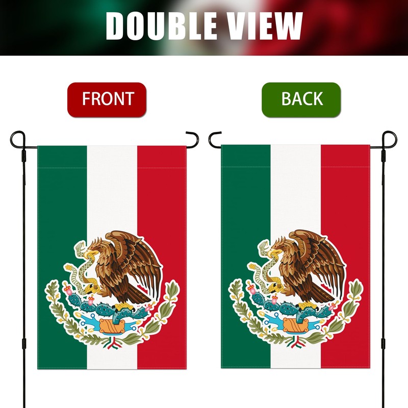 Mexico Garden Flag 12x18 Meixico Eagle Canvas Double Sided Home
