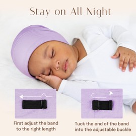 OLESILK Silk Baby Bonnet for 0-6 6-12 Months - 100% Mulberry Silk Toddler Hair Bonnet, Adjustable Night Cap for Sleeping Purple