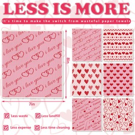 AnyDesign 6Pcs Valentine's Day Swedish Kitchen Dishcloth Red Pink Heart Cotton Kitchen Towel Reusable Absorbent Dish Towel for Home Kitchen Housewarming Cleaning, 7 x 8 Inch