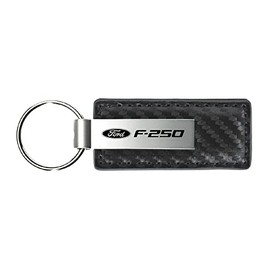 Au-TOMOTIVE GOLD Carbon Fiber Rectangular Leather Key Chain for Ford F-250 (Gunmetal)