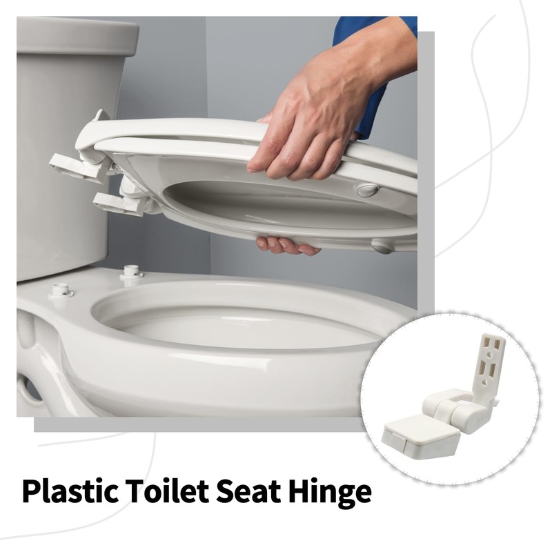 Luomorgo 2 Pairs Plastic Toilet Seat Hinges, White Toilet Seat