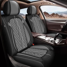 JIAMAOXIN Car Seat Covers for Dodge Charger 2012-2021: 2 Front Faux Leather Seat Covers (2 Front Set, Black & Grey)