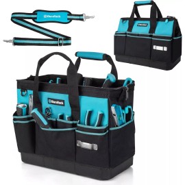 DURATECH 16-Inch Heavy Duty Tool Bag with Waterproof Hard Bottom with 18 Pockets