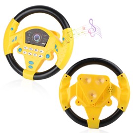DBREAKS Steering Wheel Children's Toy, Copilot Steering Wheel with 360° Rotation, Interactive Steering Wheel, Learning Toy with Lights and Sounds, Simulation in Car, Driving Simulator for Children