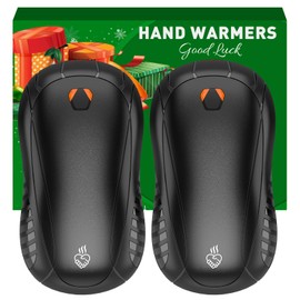 2 Pack Hand Warmers Rechargeable 6000mAh Electric Portable Hand Warmers 2 in 1 FANDLISS Electric Portable Pocket Heater with 12Hrs & 3 Level Warmth Gift, Outdoor, Women Men Gift, Black