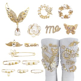 Gold Charms for Socks - Fun Junk Socks Charms with Bling Safety Pins - Jewelry-Inspired for School and Everyday Wea