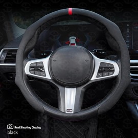 Napa Nappa Leather Centering Mark car steering wheel cover Quick Turn Non-Slip Breathable Ultra-Thin Universal Grip Cover Suitable for Four Seasons car accessories:_Napa Black 