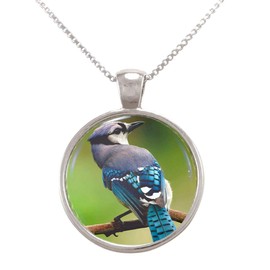 Arthwick Store Photograph of a Blue Jay on Branch Pendant Necklace