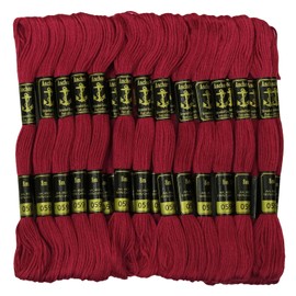 IBA Indianbeautifulart Hilo de punto de cruz, hilo de bordado a mano, de algodón trenzado para manualidades, 25 madejas, magenta oscuro