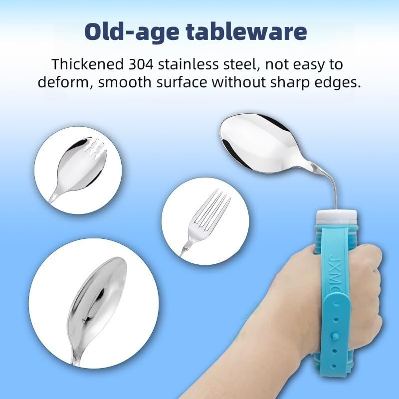 UKYCEORA Tremors Elderly Assistance Products,Spoon and Fork Three Piece Set,Handicap