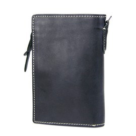 Corvo CO-8LO-9933 Men's Bi-Fold Wallet, L-Shaped Zipper, Genuine Leather, Black