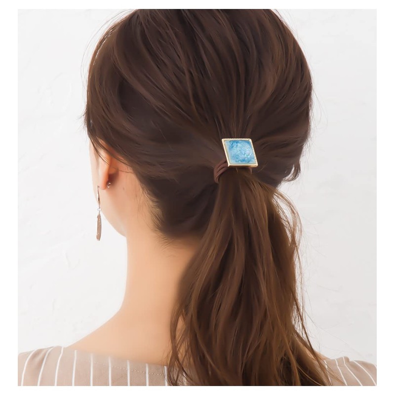 JewelVOX Hair Accessories, Square Motif, Shell, Bijou, Dome, Hair Pony,