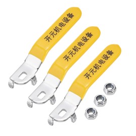 PATIKIL Lever Handle for Ball Valve, 3pcs Metal Valve Handle Total Length 103mm with Hole Size 8x5x3mm for Outdoor Faucet Replacement Repair Hose Bib Yellow