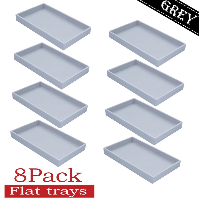 8 Pack Stackable Velvet Jewelry Trays Organizer for Drawers Large