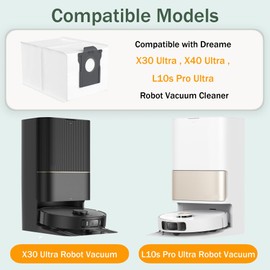 12 Pack Dust Bags Compatible with Dreame X30 Ultra / X40 Ultra / L10s Pro Ultra Robot Vacuum Cleaner, 3 L Large Capacity