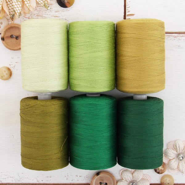 Threadart 100% Cotton Thread Set | 6 Green Tones |