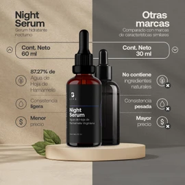 Skincare Sérum de Noche para Rostro de 60 ml con 96% de Ingredientes Naturales, Suero Facial de Vitamina C, Ácido Hialurónico y Antiarrugas. Night Serum B Life.