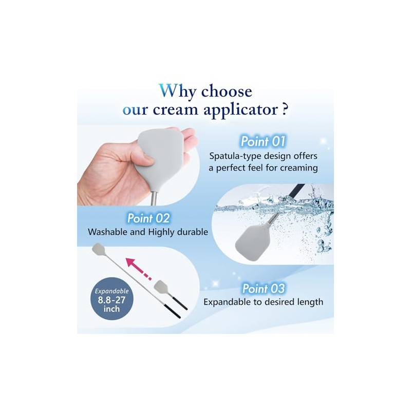 Cream Applicator for Back Telescopic Easy to Clean Applies Creams,