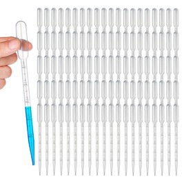 HUAZIZ Pack of 100 Plastic Transfer Pipettes, 5 ml, Disposable Liquid Dropper with Scale, Squeeze Transfer Pipettes (Transparent)