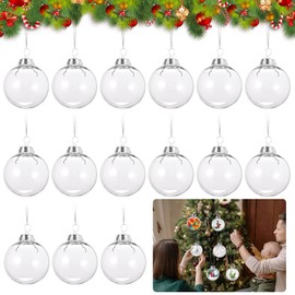 Pack of 15 Transparent Christmas Baubles, Christmas Tree Baubles, 6 cm, Plastic Christmas Baubles, Christmas Tree Decorations, Ornaments as Christmas Pendants and Christmas Tree Decorations