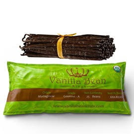 Gourmet 25 ORGANIC Madagascar Gourmet Vanilla Beans Grade A, Whole Beans for Baking