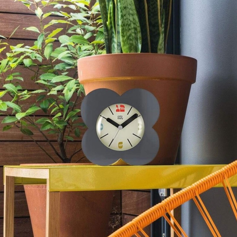 Orla Kiely Flower Alarm Clock, Analog Clock, 6.3 inches (16