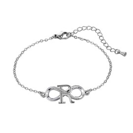 KunBead Infinity Initial R Letter Bracelet Silver Alphabet Love Bracelets Stainless Steel Adjustable Birthday Bracelet
