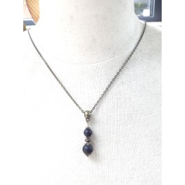 Damenkette mit schwarzen Achatperlen und tibetischen Perlen in Antikbronze