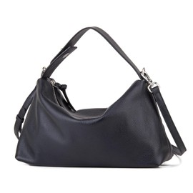 DONNAIN Premium Full-Grained Leather Crossbody Bags for Women, Slouchy Shoulder Bag with Adjustable Strap and Tote Handbag (Black, Small)