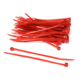 Nylon Cable Ties, 100mm x 2.5mm, Pack of 100, Plastic Zip Tie Wraps, Self-Locking (Red)