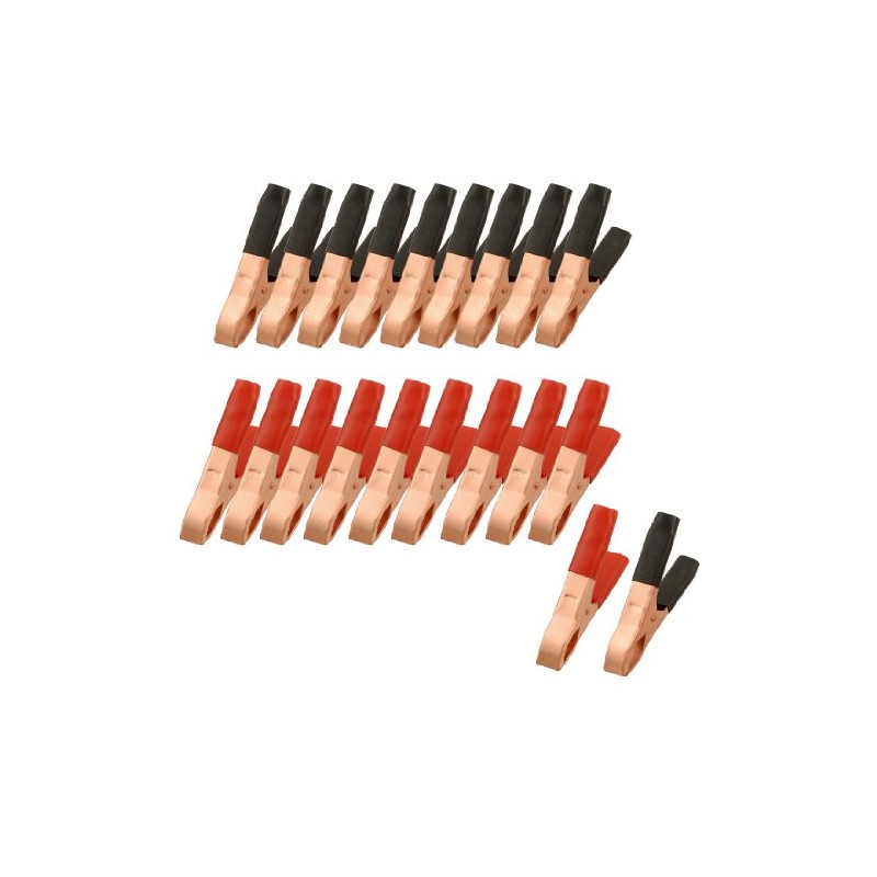 uxcell 20 Pcs Black Red Copper Plated Metal Battery Clips