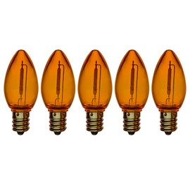 EZLS C7 Orange Colored LED Filament Plastic Bulbs Pack of 5