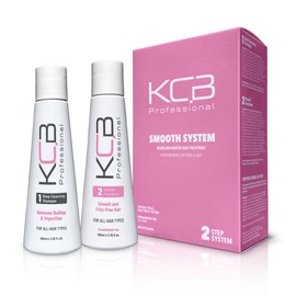 KCB Professional Smooth System, 2 Steps Brazilian Keratin Hair Treatment for Smoothing and Hair Frizz Control, Complex Blowout, Straightening, All Hair Types, Formaldehyde Free, 3.38 Fl oz / 100ml Kit
