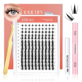 JOLIETIFY Fairy Lash Extension Kit, Manga Style, 8-16mm, DIY Faux Mink Cluster Lashes, Waterproof Bond & Seal, Reusable Individual Lashes, Lash Tweezers, Eyelash Remover, Easy to Apply for Beginners