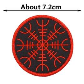 Pack of 2 Patches Embroidery Vegvisir Viking Compass Norse Runes Morale Military Tactical Badge with Hook Loop Backing for Backpacks Jackets Clothing Applique