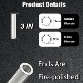 12 Pcs 3 Inches Transparent Borosilicate Glass Tubes, Gtysmox 12mm Diameter 1.5mm Thickness Glass Tubing with 1 Cleaning Brush for DIY Making Glass Crafts