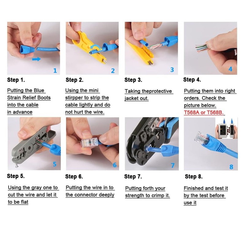RJ45 Network Cable Tester Wire Crimper Pliers Ethernet Registered Jack