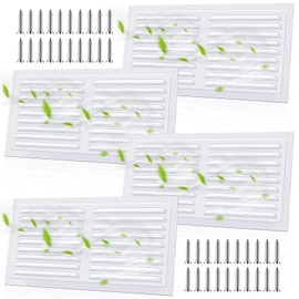 4 Pcs 14 x 6 Inch Aluminum Gable Vents Attic Vents Metal Gable Wall Shed Vent with Screw and Screen Mesh, Square Return Louver Grille for Ventilation Exterior Door House Attic Garage Ceiling