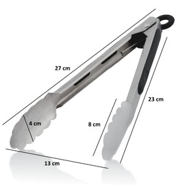 BBQ-Toro Stainless Steel Barbecue Tongs, 27 x 4 x 4 cm, Heat Resistant, Kitchen Tongs, Meat Tongs, Cooking Tongs, Reversible Tongs, Serving Tongs, Roasting Tongs, Barbecue Cutlery, Barbecue Fork,