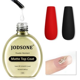 JODSONE Matte Gel Top Coat - 16.5ml Powder-Resistant No Wipe Gel Top Coat for Chrome Powder Nail Art, Smooth Matte Finish, U V Curing Required