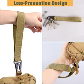 XTACER Tactical 1-inch Wristlet Keychain Strap Hand Wrist Lanyard Key Chain Holder for Key (PACK of 4) (Khaki)