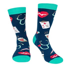 Wansruee Unisex Doctor Nurse Hospital Theme Socks Funny Novelty Calf Socks Gifts Presents For Men Women (Blue)