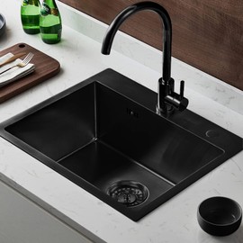 ZARSIO 2 PCS Black Kitchen Sink Strainer Stainless Steel Kitchen Sink Stopper with Rubber Stopper Bottom, Replacement for 3.07inch/78mm Drains