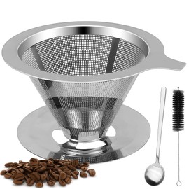 Coffee Filter, Stainless Steel Coffee Extractor, Reusable drip Filter, Handheld Double Coffee Filter Cup