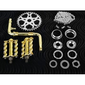 OG LOWRIDER - Regular CRANK PKG - Heart Mini Square Twisted Pedal Gold/Chrome