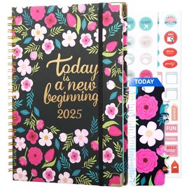 NADSSJL Diary 2025-2025 Diary A5 Week to View, Jan. 2025 - Dec. 2025, Academic Diary 2025, Twin-wire Binding, Hard Cover, Inner Pocket, Elastic Closure, Bookmark, Stickers, 21.5 x 15.5 x 1.5 cm