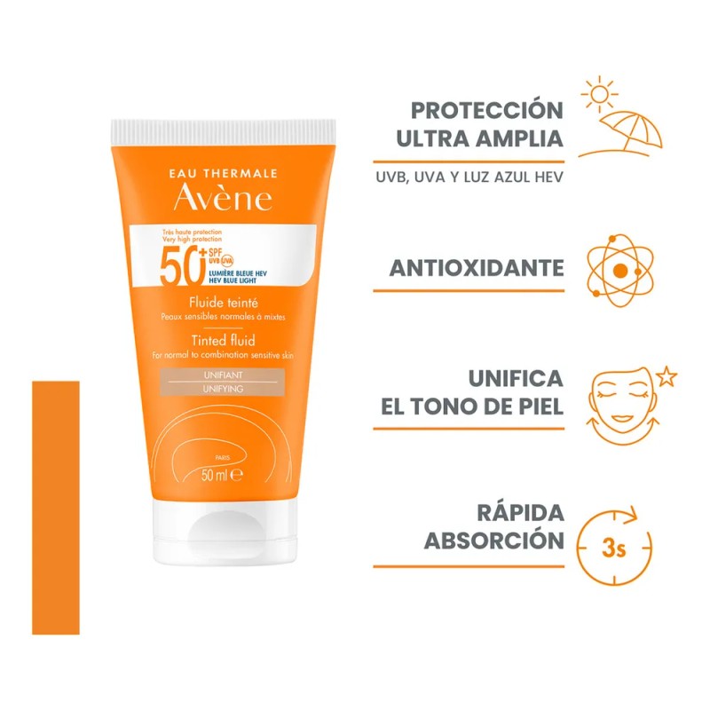 Protector Solar Avène Fluido Con Color SPF50, 50ml
