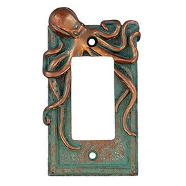 Top Brass Large Octopus/Kraken Electrical Cover Wall Plate Bronze/Verdigris Finish - Single Switch, Double, Rocker, Outlet (Rocker)